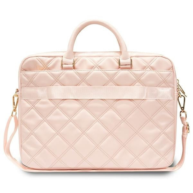 Guess GUCB15ZPSQSSGP 16-inch laptoptas, Quilted 4G, roze