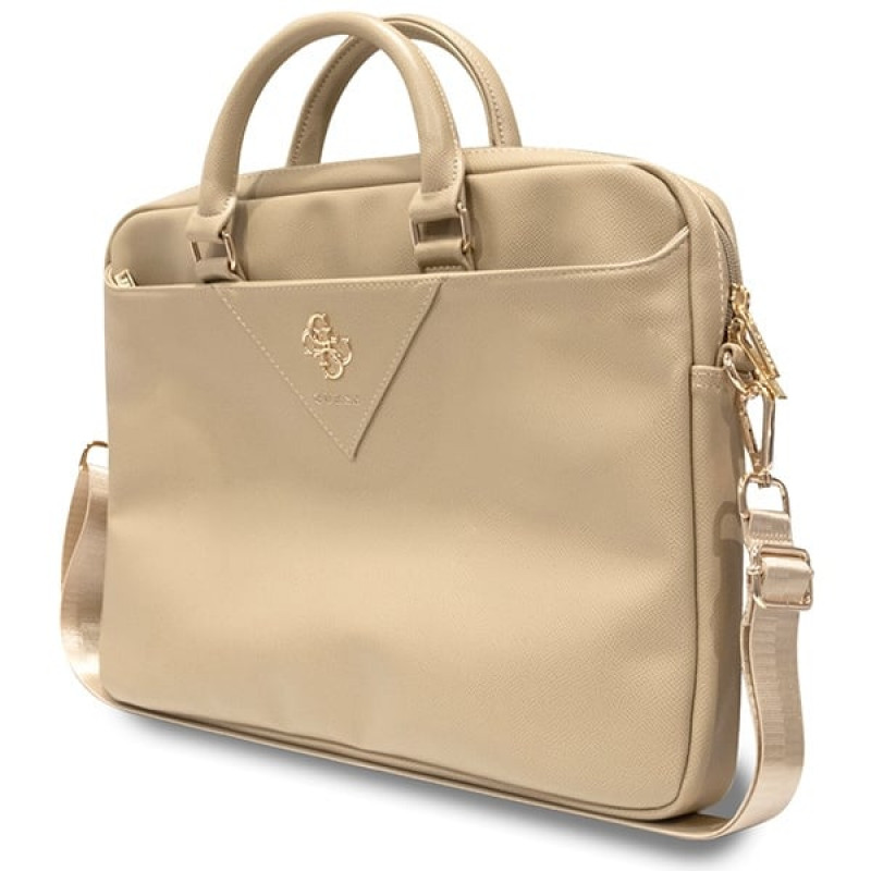 Guess GUCB15ZPGSTEGD 16-inch laptoptas, Triangle 4G, lichtgoud