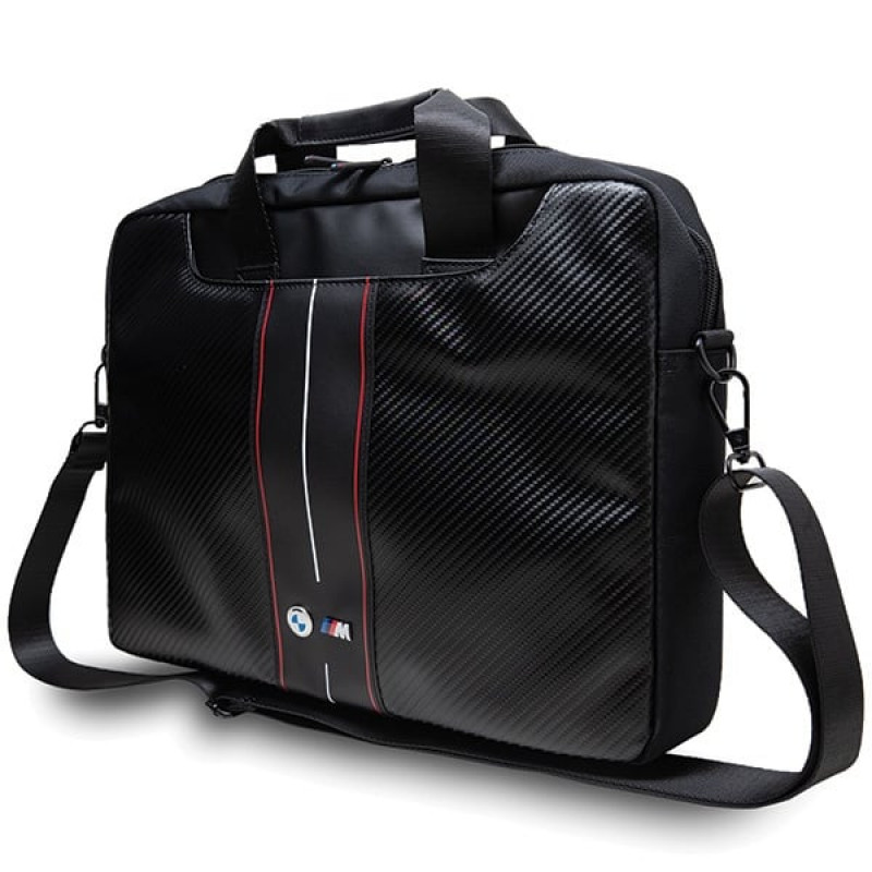 BMW BMCB15COMSCAKR Laptoptas 15 inch, Carbon Red Stripes, zwart