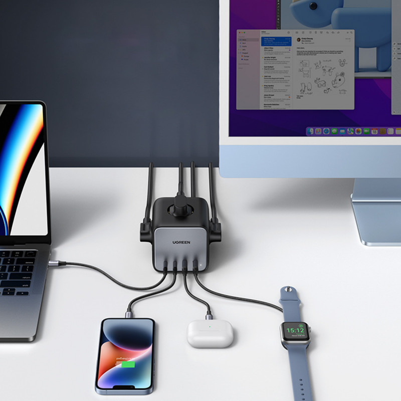 Ugreen CD268 Power Strip Cube 65W USB-A/USB-C + 3x AC, zwart