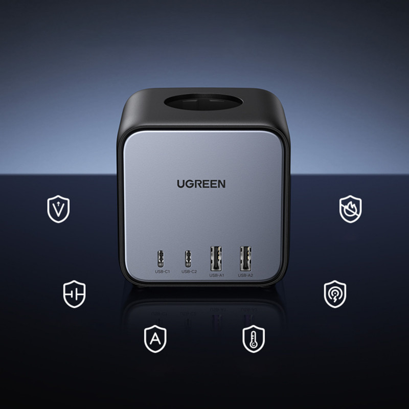 Ugreen CD268 Power Strip Cube 65W USB-A/USB-C + 3x AC, zwart