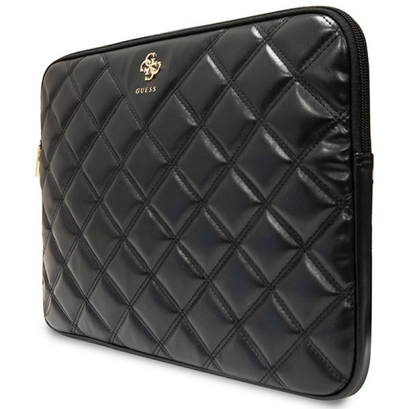 Guess GUCS14ZPSQSSGK Laptophoes, 14 inch, Quilted 4G, zwart