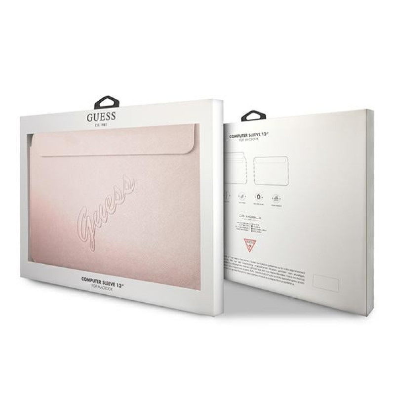 Guess GUCS13PUSASPI Saffiano Script-hoes voor 13" laptop, roze