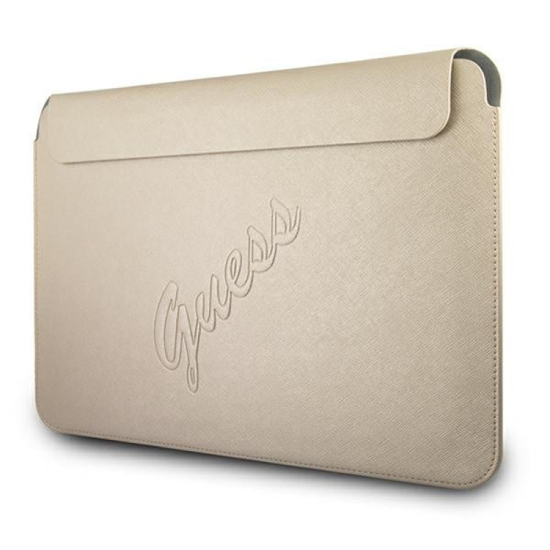 Guess GUCS13PUSASLG Saffiano Script-hoes voor 13" laptop, goud