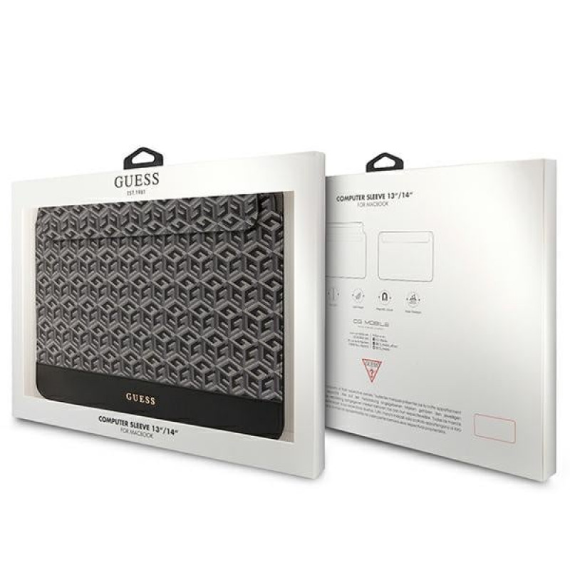 Guess GUCS14HGCFSEK laptop hoes 14 inch, GCube Stripes, zwart