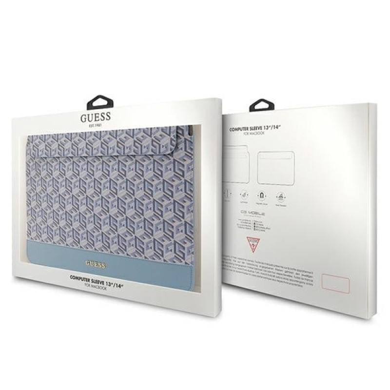 Guess GUCS14HGCFSEB laptophoes 14 inch, GCube Stripes, blauw