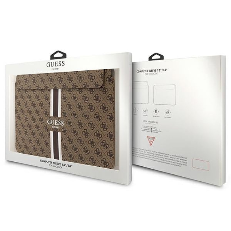 Guess GUCS14P4RPSW laptop hoes 14 inch, 4G Printed Stripes, bruin