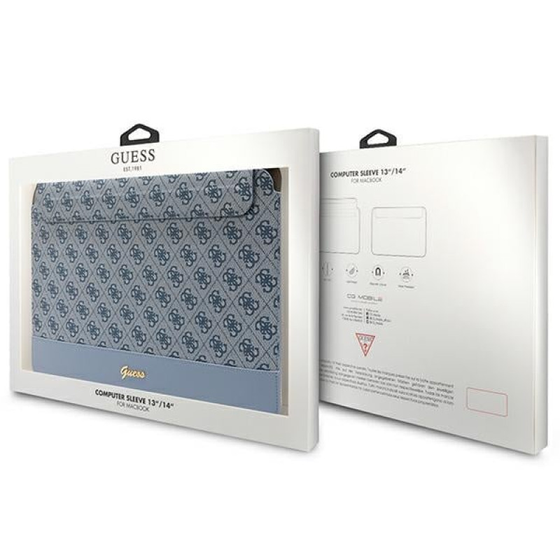 Guess GUCS14PS4SGB laptop hoes 14 inch, 4G Stripe Metal Logo, blauw