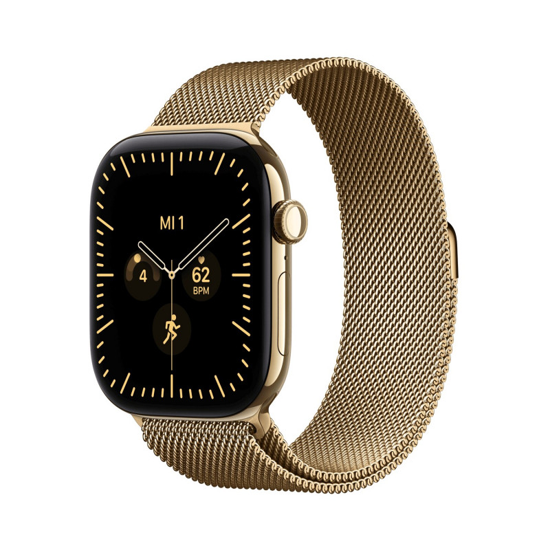 Apple Watch Series 12 GPS + Cellular 46 mm Radiant Gold titanium behuizing met Radiant Gold Milanese Loop, M/L