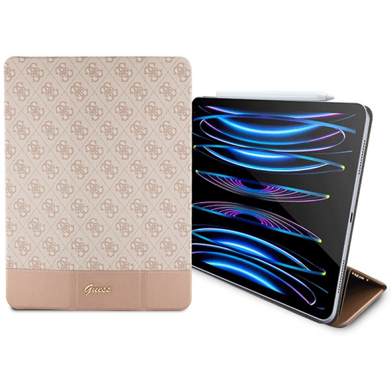 Guess GUFCP12PS4SGP Apple iPad Pro 12.9" (2020/2021/2022, 4e/5e/6e generatie) Bookcase, 4G Stripe Allover, roze