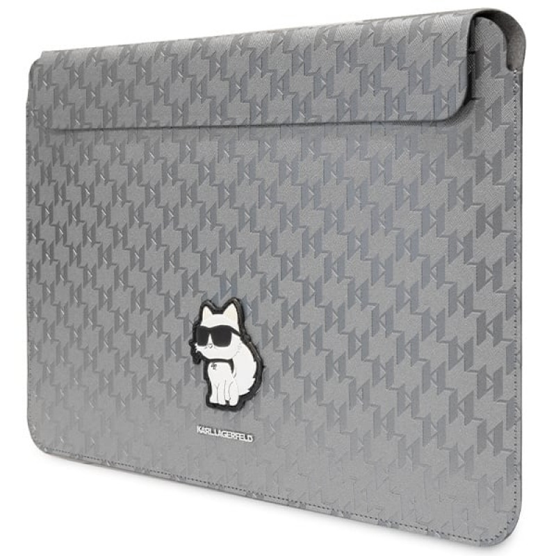 Karl Lagerfeld KLCS14SAKHPCG Laptophoes voor 14 inch, zilver, Saffiano Monogram Choupette
