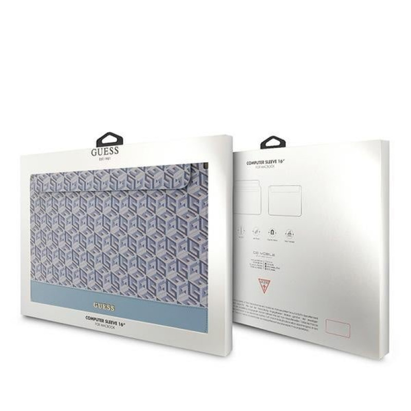 Guess GUCS16HGCFSEB Laptophoes voor maximaal 16 inch, GCube Stripe, blauw