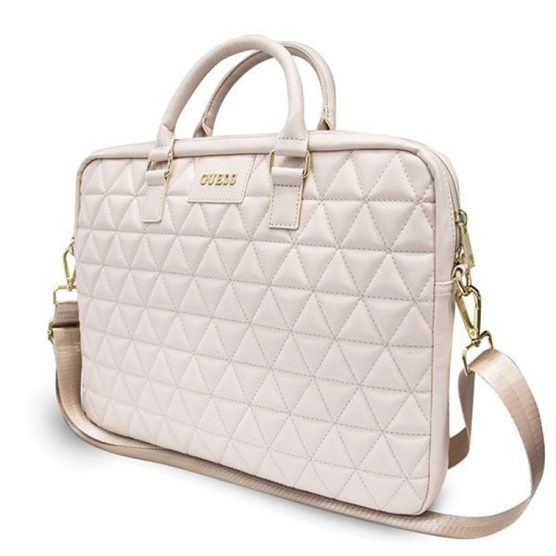 Guess GUCB15QLPK Laptoptas 15 inch, roze, Quilted