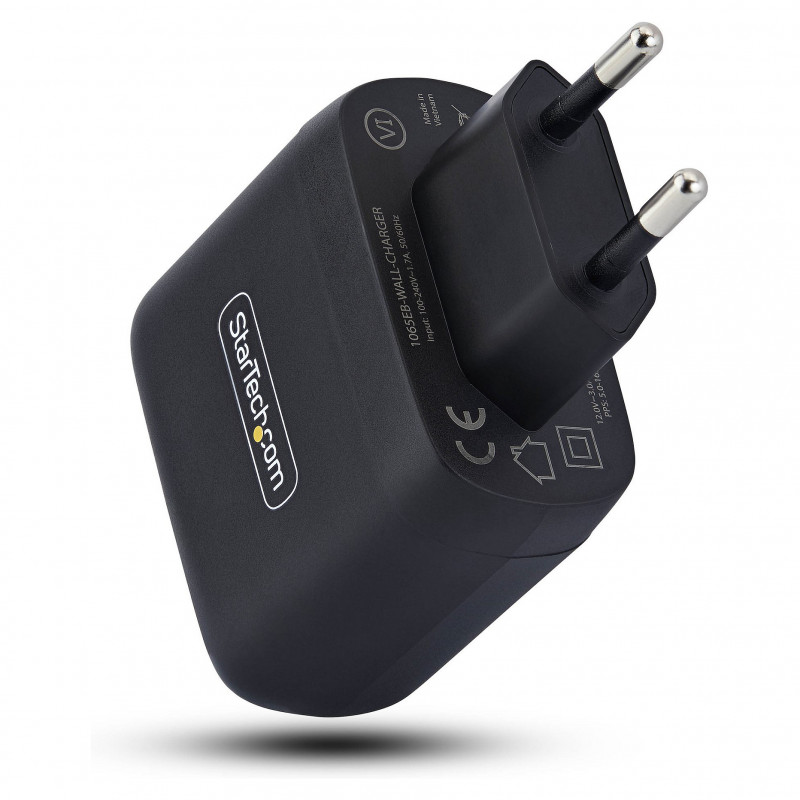 StarTech.com 1065EB-WALL-CHARGER 65 W USB-C GaN laptoplader, zwart