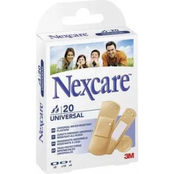 3M Nexcare Universal pleisters, 20 gemengde strips, huidskleur, ademend & waterafstotend, latexvrij (N0320AS)