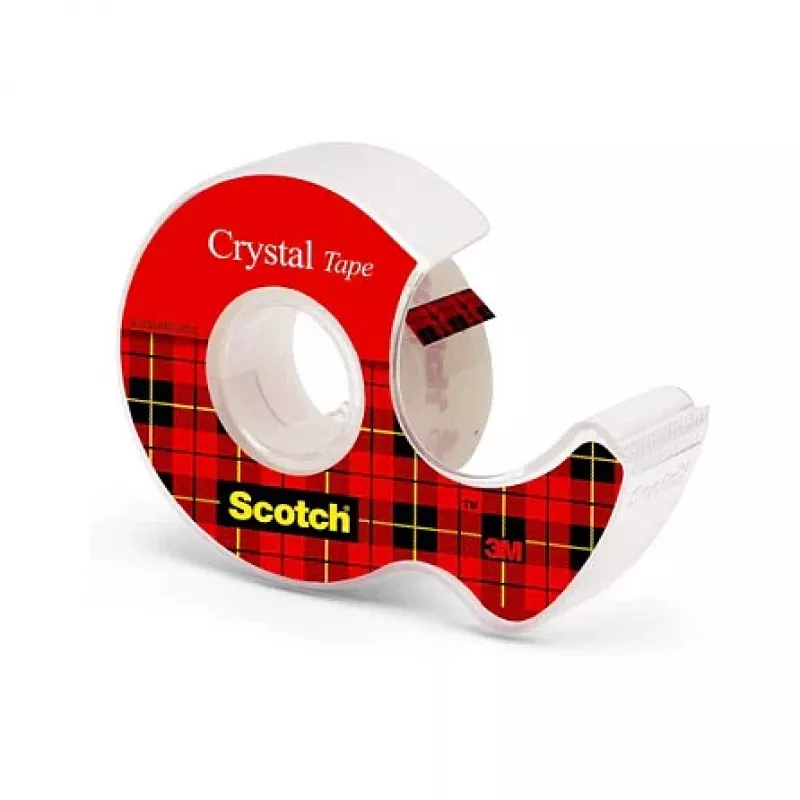 3M Scotch Crystal Clear 600 plakband met handafroller, 19 mm x 7,5 m, transparant 6-1975D