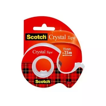 3M Scotch Crystal Clear 600 plakband met handafroller, 19 mm x 7,5 m, transparant 6-1975D