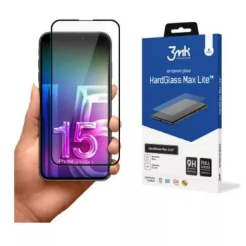 3MK Apple iPhone 15 HardGlass Max Lite Zwarte Schermbeschermer