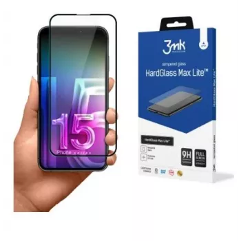 3MK Apple iPhone 15 Pro HardGlass Max Lite schermbeschermfolie van gehard glas zwart