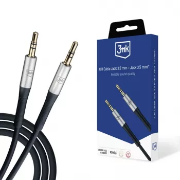 3MK AUX-kabel jack 3,5 mm - jack 3,5 mm, 1 m, zwart