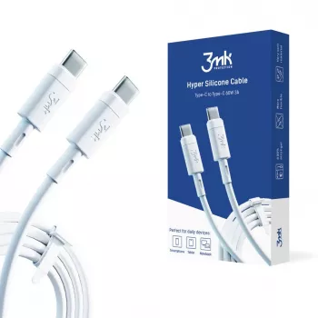 3MK Universele Hyper Siliconen Kabel Type-C naar Type-C 60W 3A Wit