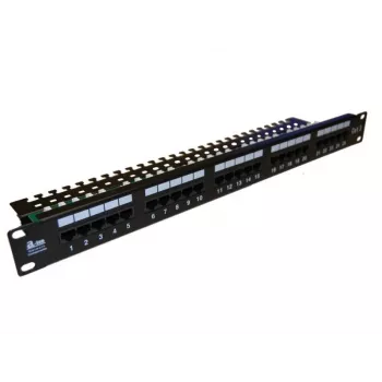 A-LAN Alantec PK012 patchpanel 1U 24-poorts RJ45 Cat.5e UTP zwart