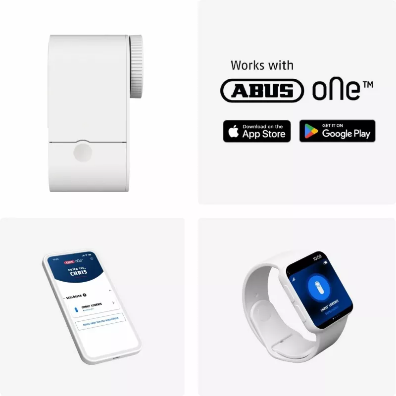 ABUS ABLO10000W draadloze deurslotmotor – opbouwmontage voor euro-profielcilinder, wit