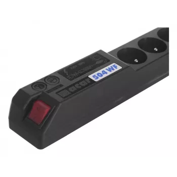 ACAR 504WF EMI/RFI-overspanningsbeveiliging stekkerdoos, 5 Schuko-stopcontacten, 3 m kabel, zwart