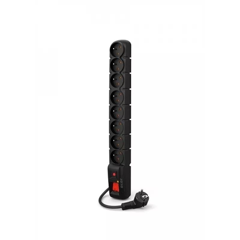 Acar S8 PRO 1,5m overspanningsbeveiliging - 8 Schuko-stopcontacten, zwart