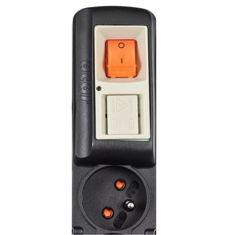Acar S8 PRO 1,5m overspanningsbeveiliging - 8 Schuko-stopcontacten, zwart