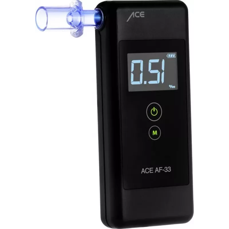 ACE OF SWEDEN AF-33 digitale alcoholtester donkergrijs, 0,00–5,00 ‰, LCD-display, halfgeleidersensor, 2x AAA 107075