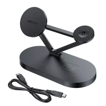 ACEFAST 15W Qi draadloze oplader voor iPhone met MagSafe, Apple Watch en Apple AirPods standaard magnetisch zwart