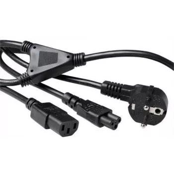 ACT AK5166 netkabel Y-adapter Schuko naar C13 + C5 1,8 m zwart