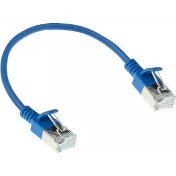 ACT blauwe 0,15m LSZH U/FTP CAT6A datacenter slimline patchkabel snagless met RJ45 stekkers (DC7630)