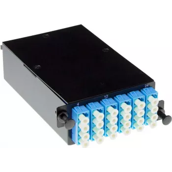 ACT FA2053 MTP/MPO naar LC 12-vezel multimode-cassette, polariteit type B, zwarte metalen behuizing, 1U rackmontage