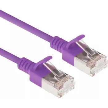 ACT paars 0,25 m LSZH U/FTP CAT6A datacenter slimline patchkabel snagless met RJ45-aansluitingen (DC7352)