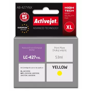 Activejet AB-427YNX Brother printerpatroon, vervanging voor Brother LC-427YXL, Supreme, 53 ml, geel