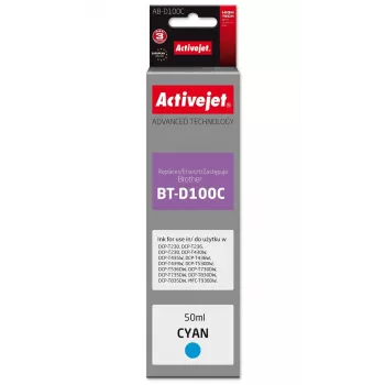 Activejet AB-D100C cyaan compatibele inktcartridge voor Brother-printer, vervanging voor Brother BT-D100C, Supreme-serie, 50 ml