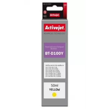 Activejet AB-D100Y gele inktcartridge voor Brother-printer, vervanging voor Brother BT-D100Y, Supreme-serie, 50 ml