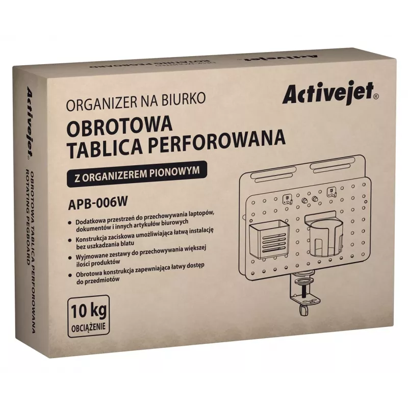 Activejet APB-006W draaibare geperforeerde bureau-organizer, grijs & wit