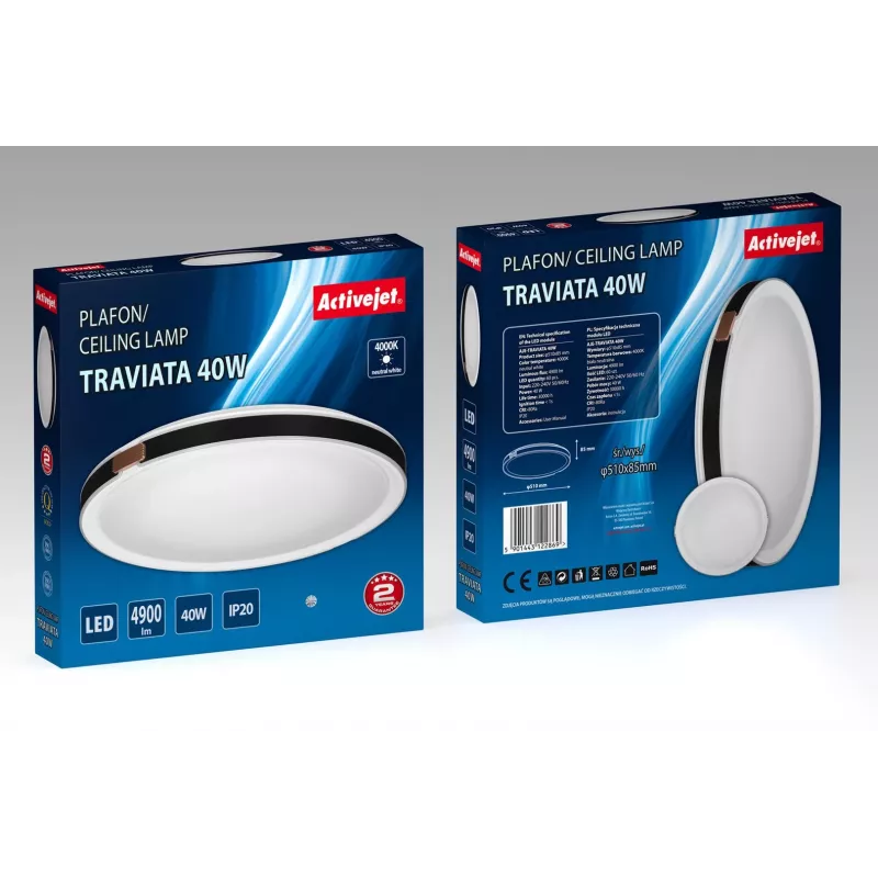 Activejet AJE-TRAVIATA LED-plafondlamp, 40W