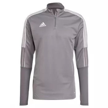 adidas Tiro 21 trainingsjack Grey Four GH7301 heren slim fit kwartrits langarm AEROREADY gerecycled polyester