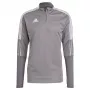 adidas Tiro 21 trainingsjack Grey Four GH7301 heren slim fit kwartrits langarm AEROREADY gerecycled polyester