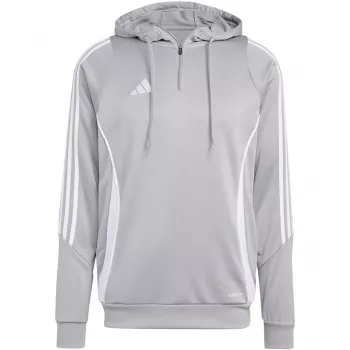adidas Tiro 24 trainingshoodie voor heren, Medium Grey Heather/zwart, slim fit, AEROREADY, gerecycled polyester