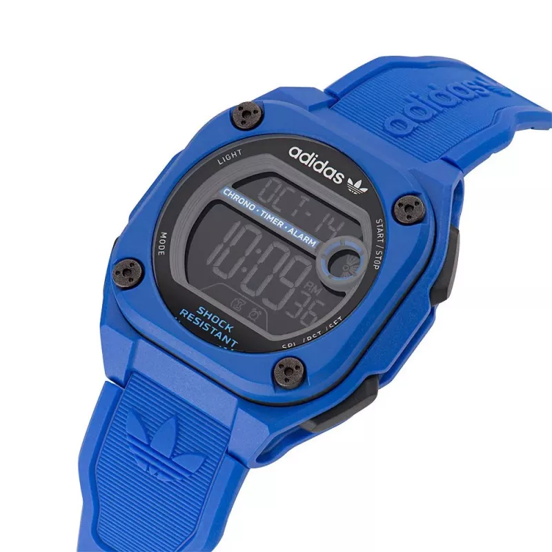 Adidas unisex digitaal quartz horloge AOST23061 45 mm zwart resin siliconen
