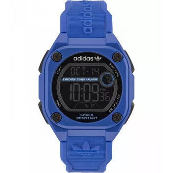Adidas unisex digitaal quartz horloge AOST23061 45 mm zwart resin siliconen