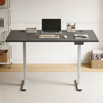 In hoogte verstelbaar bureau Up Up Bjorn II grijs, tafelblad M zwart