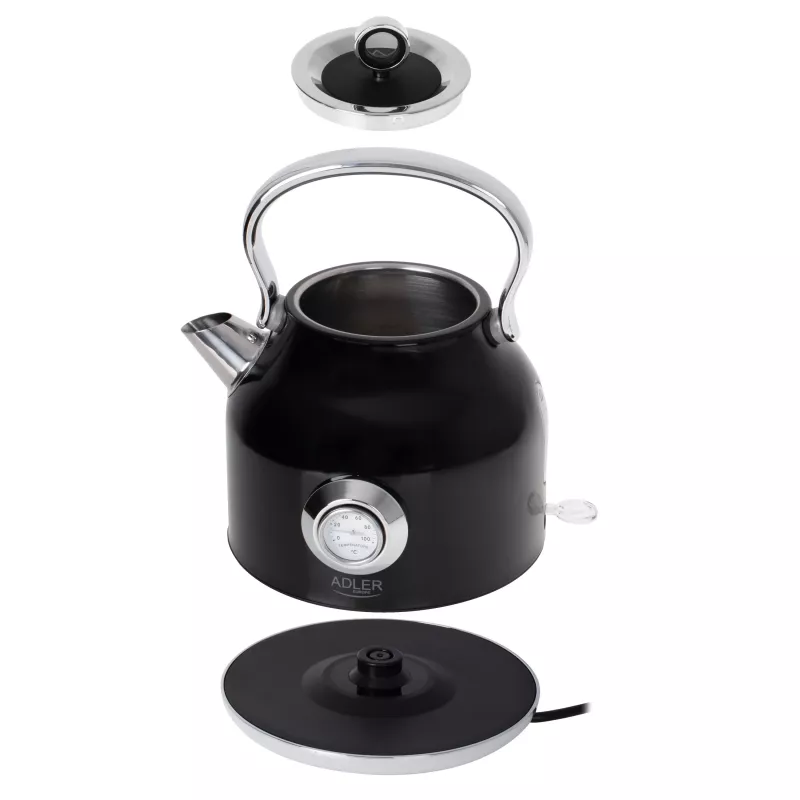 Adler AD 1346B waterkoker 1,7 L, 2200 W, zwart, metallic