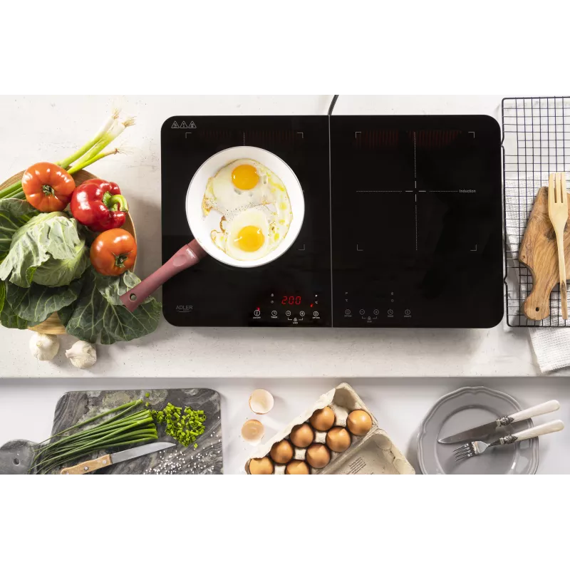 Adler AD 6516 Dubbele Inductiekookplaat 3500W Touch Control Zwart