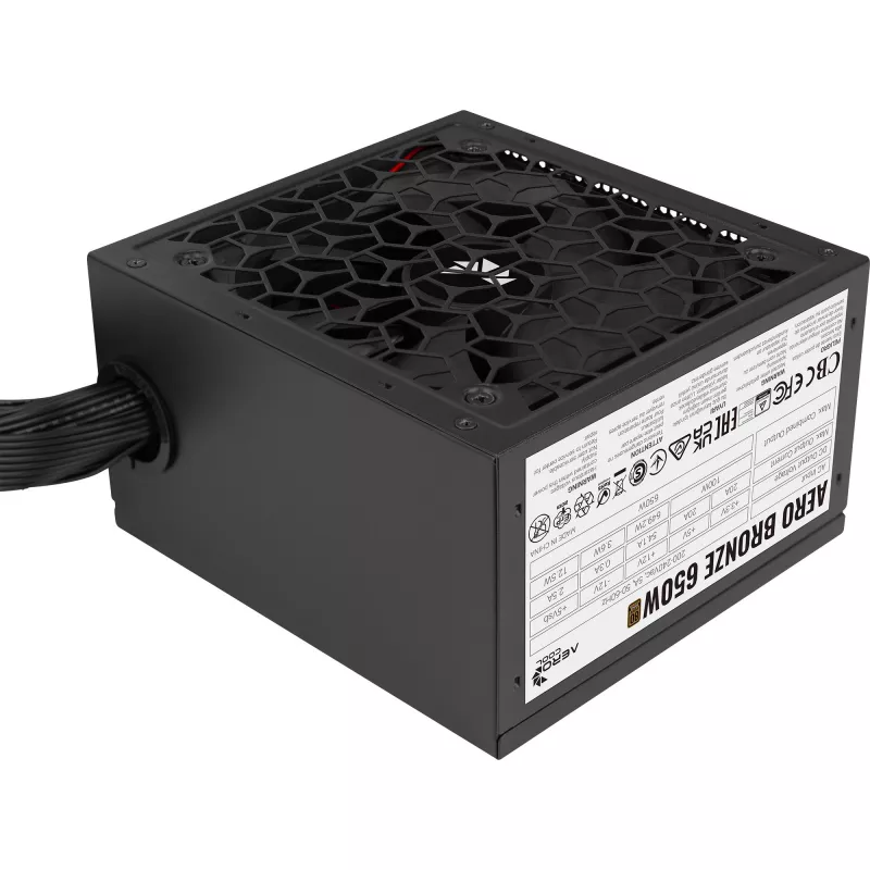 Aerocool B509A Flow-G-BK-v1 mid-tower pc-behuizing met 650W voeding, gehard glas, zwart
